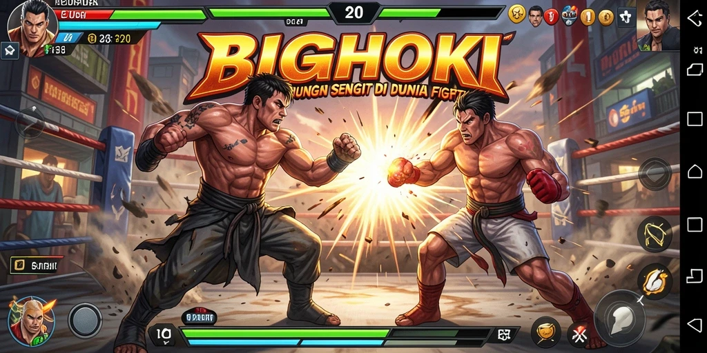 Screenshot menunjukkan aksi pertarungan panas dalam BIGHOKI.
