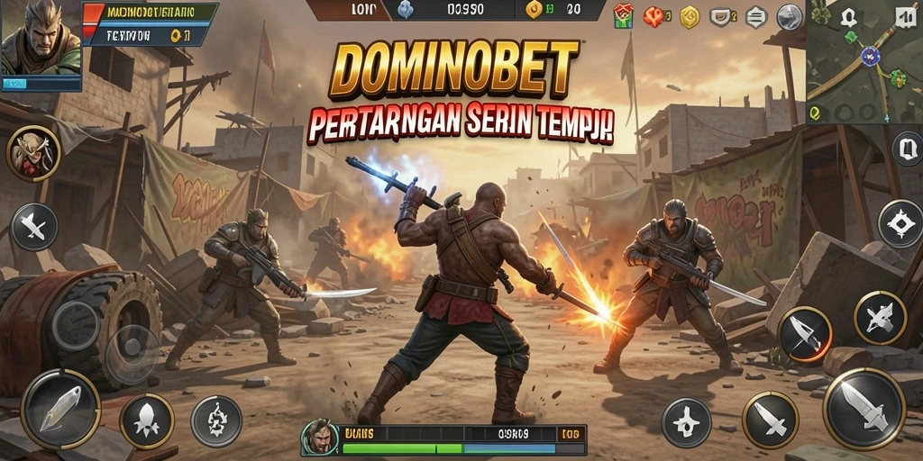 Tampilan gameplay menegangkan di arena Fighting DOMINOBET.