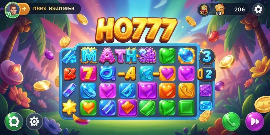 Screenshot utama HO777 menampilkan gameplay seru dan penuh warna dari Match-3.