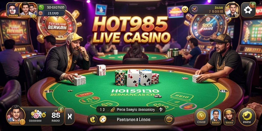 Tampilan gameplay Live Casino yang mendebarkan di HOT985.