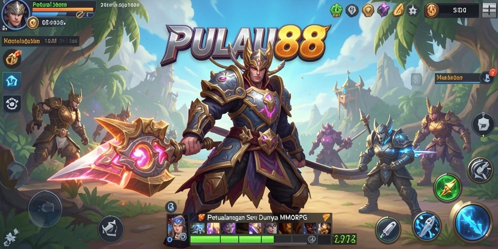 Screenshot utama PULAU88 menampilkan aksi seru dalam pertempuran MMORPG.