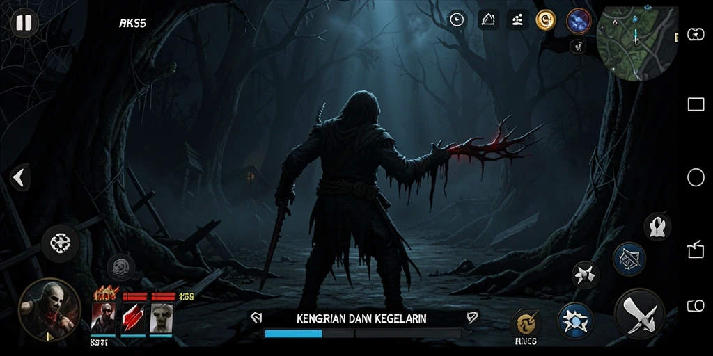 Screenshot RK55 menampilkan suasana gameplay yang mencekam dan menakutkan.
