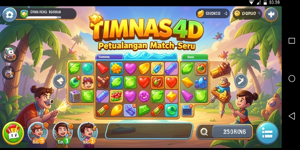 Tampilan gameplay seru TIMNAS4D dengan tantangan Match-3.
